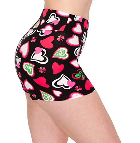 Image of ALWAYS Women Workout Yoga Shorts - Premium Soft Solid Stretch Cheerleader Running Dance Volleyball Short Pants Valentine Heart 1746 S