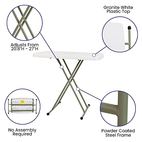 Flash Furniture Elon Folding Table - Granite White - Height Adjustable - 30 Inch - TV Tray - Commercial Grade Laptop Table by Flash Furniture - Image 3