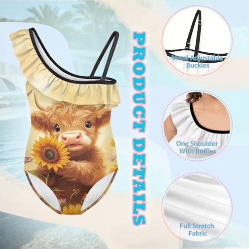 Girls Swimsuit One Piece Bathing Suit Ruffle Cute Little Kids Swimming Suits Beach Swimwear 3T-14 5