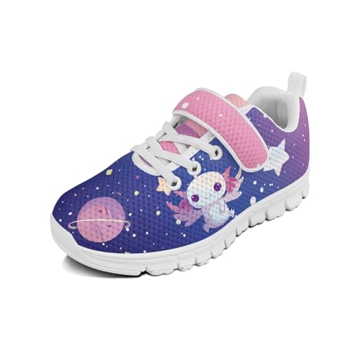 Girls Boys Sneakers Kids Little Kid Tennis School Casual Walking Shoes White Sole Planet Space Axolot Pattern