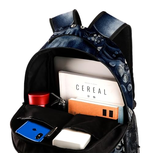 Sac à dos d'école avec porte-bouteille bleu libellule ergonomique - 4
