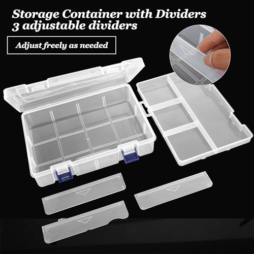 Image of LDXURU 6 Pack Small Tackle Box Organizer, 8 Grids Plastic Organizer Box with Adjustable Dividers, Clear Plastic Storage Container for Craft, Beads, Tackle, Small Parts