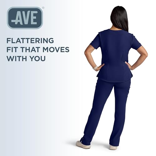 Image of ave. Varick Women's Scrub Pants, Elastic Waistband, 4-Way Stretch Fabric, Fade Resistant, Machine Washable Scrubs, Wrinkle-Resistant, For Nurses & Medical Professionals, (S, Navy)