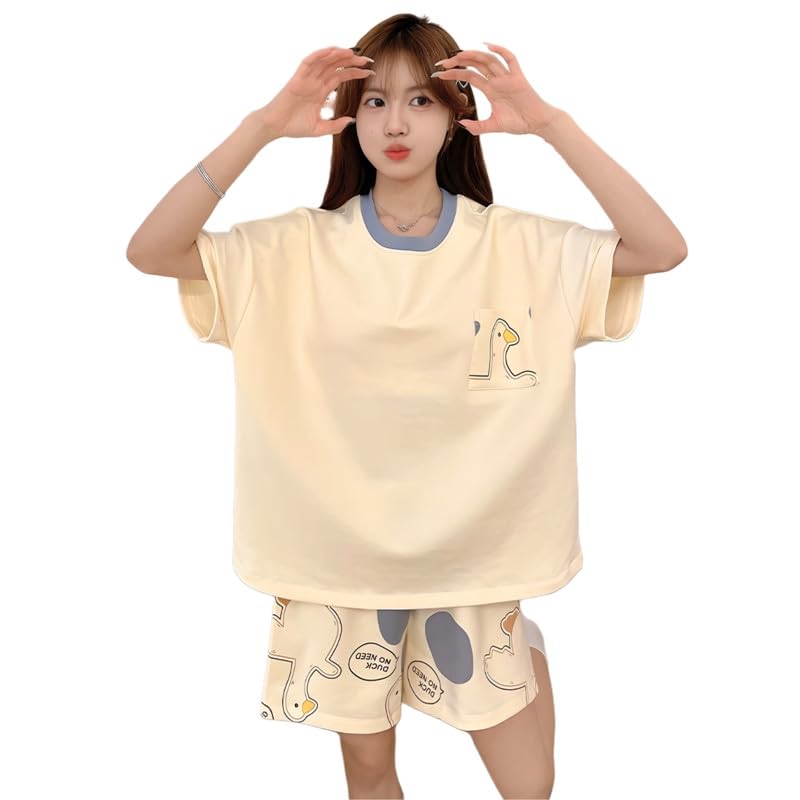 Image of KSHS Women Cotton Night Suit Top & Shorts Set | Loose Fit Printed Nightwear Co Ord Set Stylish Western | Soft Breathable Sleepwear Shorts with Pocket for Women