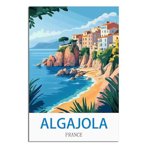 Affiche Algajola France idée cadeau rétro | Poster voyage vintage 50 x 75 cm