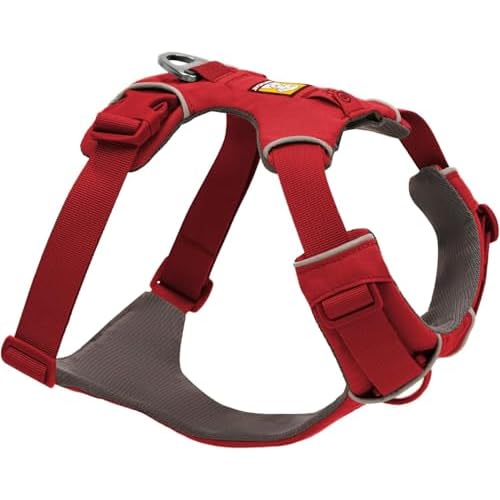 Ruffwear, Front Range Dog Harness, Reflective Soft Padded Everyday Harness with Dual Leash Clips, Adjustable and Lightweight Fit for Training or Walking for All Dogs, Red Canyon, Medium