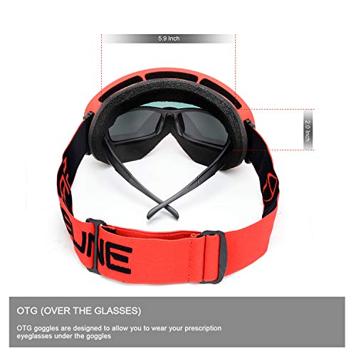Sposune Ski Goggles Over Glasses - Snow/Snowboard Goggle For Men, Women & Youth - Uv400 Anti-Fog Snowmobile Goggles #TOP4