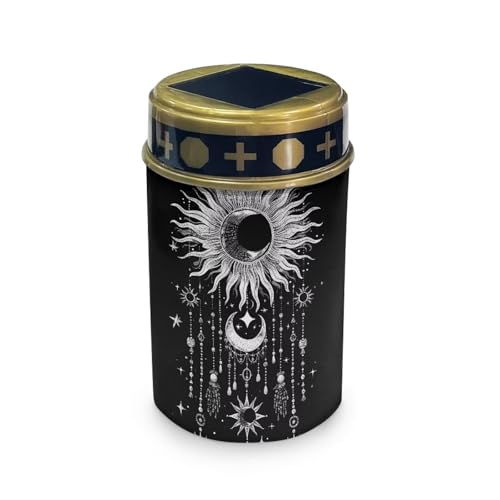 HUGS IDEA Sun Moon - Luces solares de cementerio para tumba, gótico, faroles conmemorativos, adornos de jardín de ángel, linternas LED impermeables para iluminación de día y noche en jardines