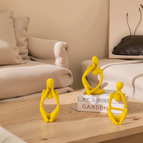 Set de 3 Estatuas Pensador Amarillo para Decoración miniatura 5