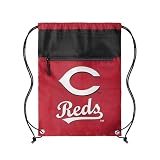 FOCO MLB Officially Licensed Unisex Team Color Baseball Primary Logo Wordmark Drawstring Backpack With Zippered Pocket - Cincinnati Reds