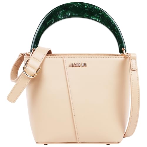 Jason Wu Smooth Tote Bag, Structured Handbag with Acrylic Top Handle and Removable Crossbody Strap, Tan by Concept One - Image 2