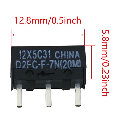 CZQC Microinterruptores D2FC-F-7N Microswitch 6 peças de 20 m para mouse