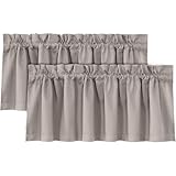 H.VERSAILTEX 100% Blackout Valances for Windows,Kitchen Window Valance Curtains for Living Room/Bedroom/Bathroom Privacy Decorative Rod Pocket Small Short Grapes 2 Pack, 52' x 18', Warm Taupe