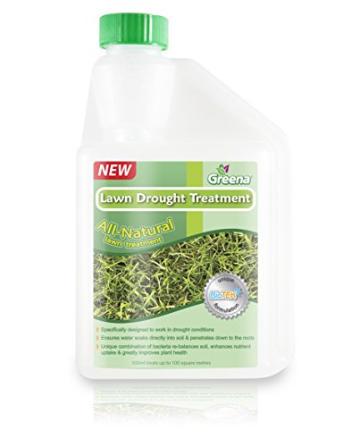 Greena Lawn Drought Treatment Wetting Agent All-Natural Grass Treatment for Dry Conditions Liquid Lawn Feed Enhancer for Root Penetration 500ml Covers 1000 Sq. Meters for a Healthier Lawn and Plants
