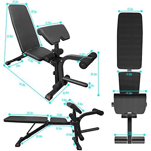 Cetoom Multi-Functional Adjustable Weight Bench For Full Body Workout – Adjustable Strength Training Bench Roman Chair Adjustable Ab Sit Up Bench Decline Bench Flat Bench #TOP4