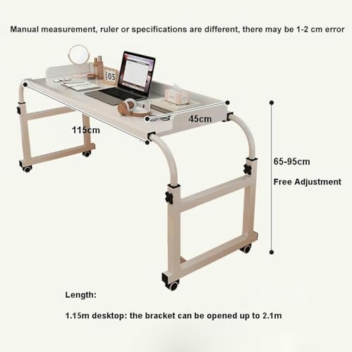 Table de lit avec 4 roulettes réglable 115-210 cm bois - 3
