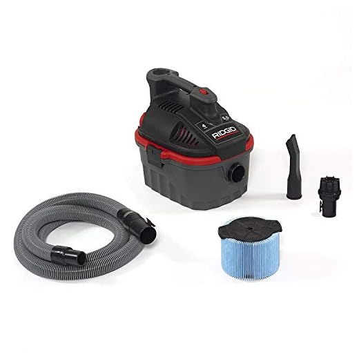 RIDGID 50313 Model 4000RV 4-Gallon Portable Wet and Dry Compact Vacuum Cleaner with 5.0 Peak-HP Motor, 4 gallon, Red