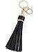 ZOONAI Women Leather Tassels Keychain Car Circle Key Rings Gift Bag Hanging Buckle (Black)