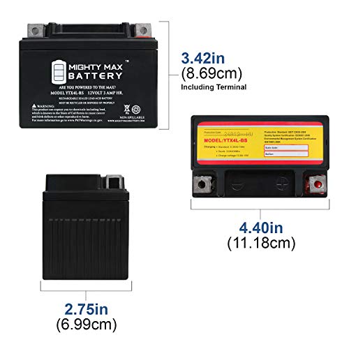 Mighty Max Battery YTX4L-BS156182 Ytx4L-Bs Sla Battery For Atv Quad Dirt/Pit Bike 50/70/110/125 Cc Brand Product thumb #1