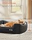 Feandrea Hundebett, Hundekissen in Leinenoptik, Hundekorb, erhöhte Ränder, rutschfeste Unterseite, Bezug abnehmbar waschbar, M, für kleine Hunde, 70 x 55 x 21 cm, dunkelgrau PGW010G01