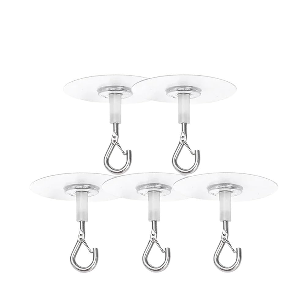 Gentryroo 5Pcs Clear Round Adhesive Punch Free Traceless Wall Ceiling Hanging Fastener