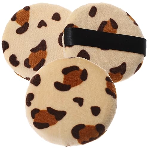 Gogogmee Makeup Powder 3pcs Leopard Print Supple Lightweight Cosmetics Puff Tool Skin-friendly for Women Random Color