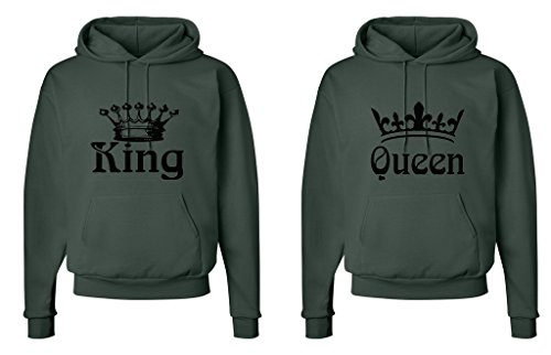 Fasciino Matching His & Hers Couple Hooded Sweatshirt Set - King and Queen Crowns