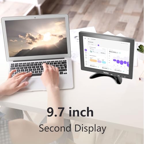 Image of 9.7 Inch Small Monitor 1024x768 Portable Monitor 4:3 Screen Display with HDMI VGA AV BNC USB Port, 60Hz, VESA, Built-in Speaker, Remote Control for PC Computer Laptop RasPi