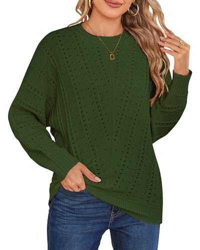 Cakulo Womens Oversized Fall Pullover Sweaters Batwing Long Sleeve Tunic Sweater Crochet Knit Tops 2025