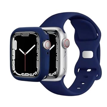 capa capinha + pulseira silicone compativel com apple watch Apple Watch séries Ultra 9, 8, 7, 6, 5, 4, 3, 2, 1 e SE de 49 mm, 45 mm, 44 mm 42 mm 41mm 40mm (Azul escuro, 40MM)