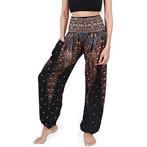 Banjamath® Damen-Bohohose, Haremshose, gesmokte Taille Cover
