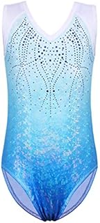 ZNYUNE Gymnastic Leotards for Girls Sparkle Colorful Stripes Dancing Athletic Leotard