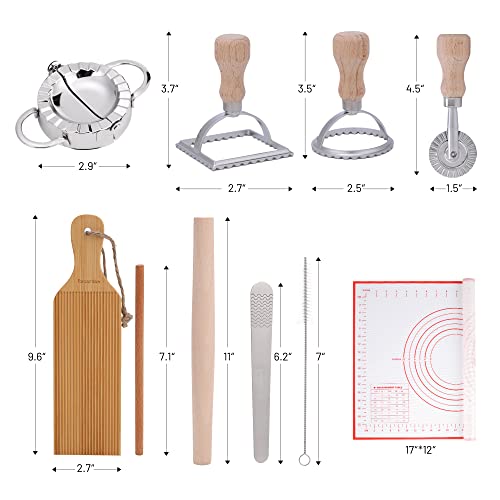 Recsrdce Dumpling Maker Kit,Spaghetti Making Tools(Ravioli Stamp Makers,Roller Cutter, Dumpling Mold, Silicone Pad,Set Of Gnocchi Board With Brush And Gnocchi Roller，Meat Filling Spoon,Rolling Pins) #TOP6