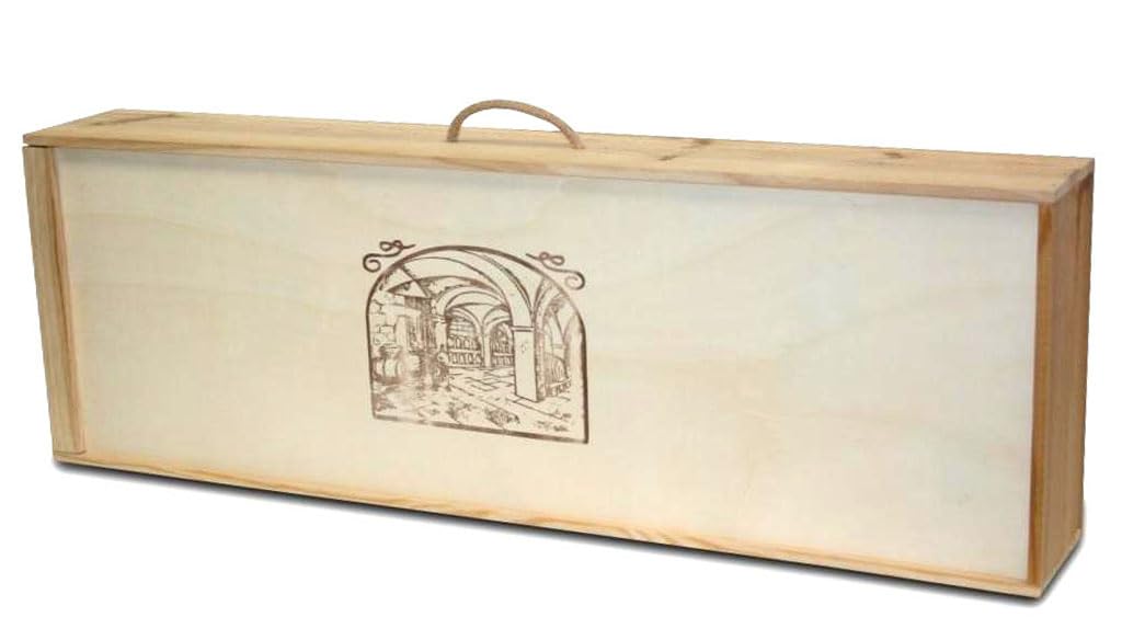 Maleta o Caja de Madera para Guardar jamones, Tiene una pequela asa de Cuerda para transportarla. Cubierta corredera. (92 × 32 × 15)