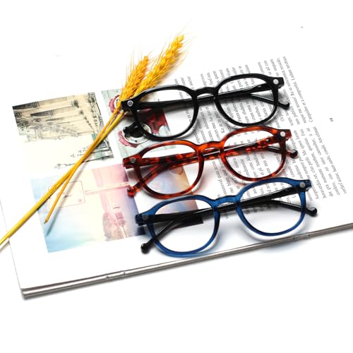 Image of 3 Pack Reading Glasses Spring Hinge Stylish Readers Black /Tortoise for Men and Women