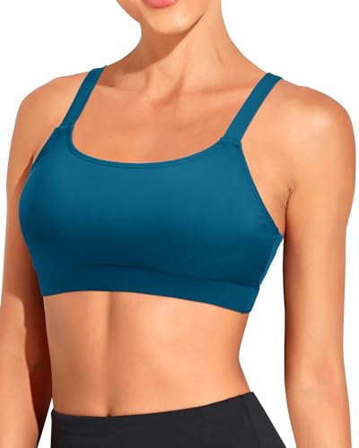 Image of Tempt Me Women Sports Bra Swim Crop Tops Only | Scoop neck, Bathing suits top, Removable cups, Adjustable straps