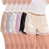 Chicingyou 6 Pcs Women's Slip Shorts Under Dress Satin Half Slip Pettipants Bloomers Shorts with Lace Trim Silky Anti Chafing (XXL)