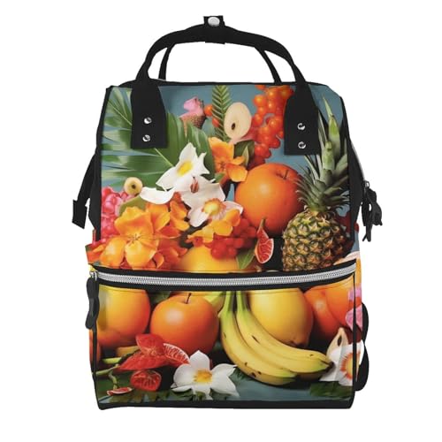 Sac à dos de voyage avec imprimé fruits tropicaux pour sorties en famille et bébé