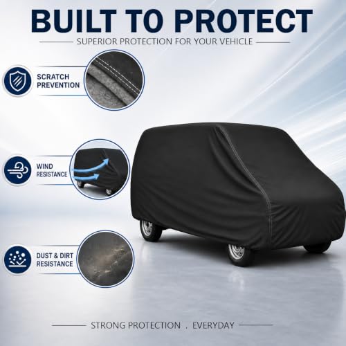 Image of Polyester Car Body Cover Compatible for Maruti Suzuki Eeco [2010-2025] All Variants | Water Resistant Heavy Stitched with Piping | All Weather Protection Cover - Black