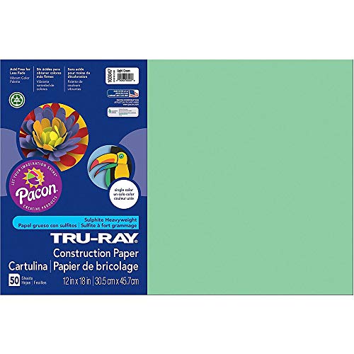 Pacon Tru-Ray Construction Paper, 76 Lbs., 12 X 18, Light Green, 50 Sheets/Pack (103047) #TOP25