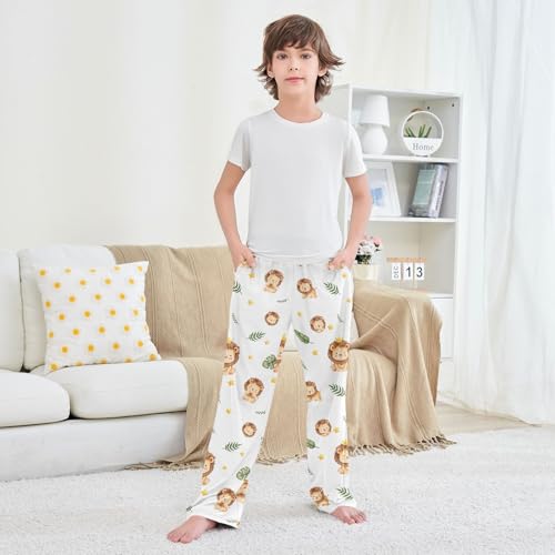 Boys' Pants Lion Leaf Long Bottoms Jogger Pants Elastic Waist Trousers with Pockets S-XL3
