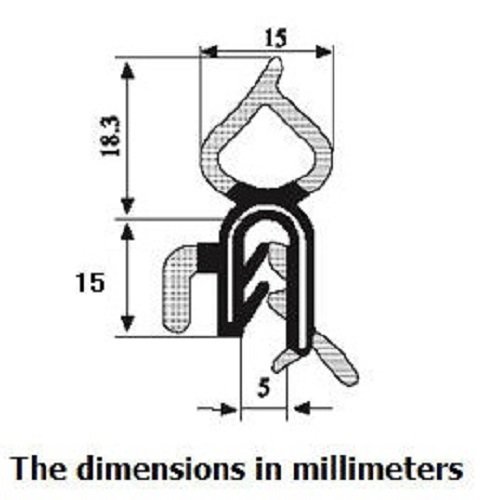 Universal Trunk Rubber Seal With Internal Flange, Length 15 Feet (4.65 Meter) #TOP3