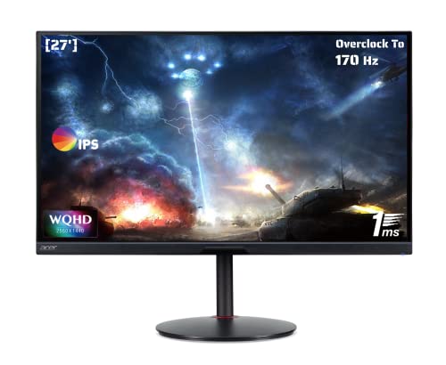 (Renewed) Acer Nitro XV272U KV 27 Inch WQHD (2560 x 1440) IPS Agile Splendor Gaming Monitor I 1 MS 170 Hz I 400 Nits I AMD Free Sync Premium I TUV/Eyesafe Certification I 2 X HDMI Display Port with Cables