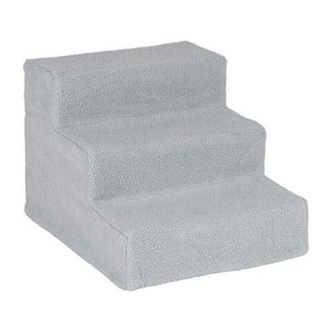 SavingPlus 3 Steps Pet Dog Ladder Soft Stairs Puppy Washable Cover Ramp Grey Cover