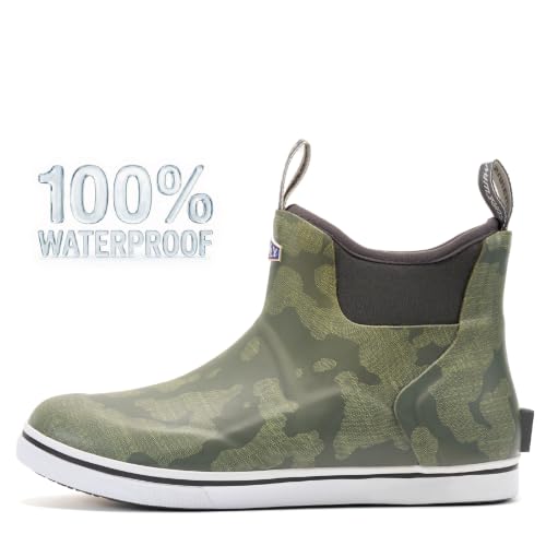 Image of SUREWAY Men's Deck Boots Professional Non-Slip Fishing & Ankle Boating Boot Waterproof Rain Boots, Lightweight Neoprene Rubber Deck Boots
