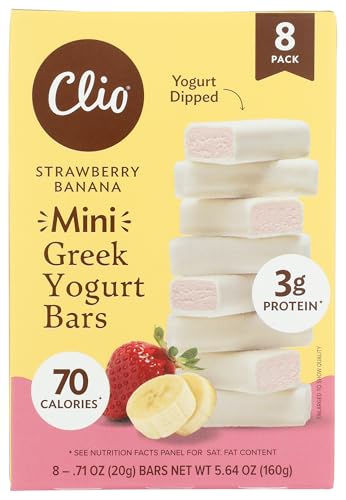 CLIO Strawberry Banana Yogurt Covered Mini Greek Yogurt Bar 8ct,