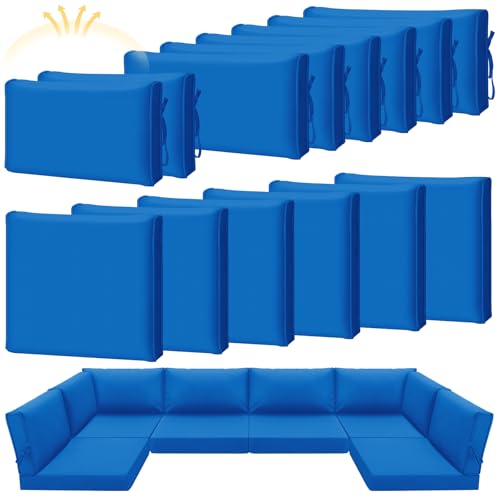 Patelai 14 Pieces Outdoor Cushion Slipcovers Outdoor Patio Cushion Covers Replacement Outdoor Sectional Cushion Covers Seat Cushion Coves for Outdoor Patio Furniture, Covers Only