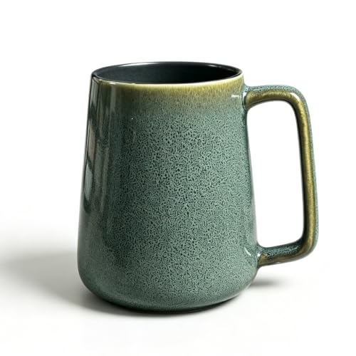 VETOLAKA Grandes tazas de café de cerámica: 24 onzas/700ml de cerámica cónica Qingdai estilo europeo grandes tazas de café de cerámica, juego de tazas de café, para uso diario y té, capuchino, latte VETOLAKA Grandes tazas de café de cerámica: 24 onzas/700ml de cerámica cónica Qingdai estilo europeo grandes tazas de café de cerámica, juego de tazas de café, para uso diario y té, capuchino, latte