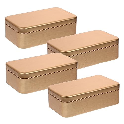 TOYZFRIENDY 4個空のブリキ箱 包装ボックス 感ある金色 実用的な収納ケース 結婚式やパーティー用 使いし可能な贈り物用缶