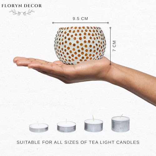 Image of Floryn Decor Morrocan Mosaic Candle Holders | Home Light Decorations Items | Mosaic Glass Tealight Holder | Best lamp for Diwali Decoration | Pack of 2 (with 2 Tealight Candle Free)